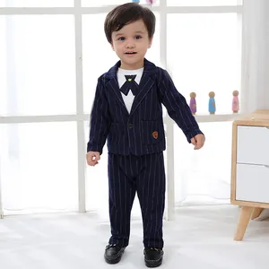 Elegant China OEM Long Sleeve Cotton 3 Pieces Baby Boy Wedding Formal Suits Set Kids Clothes 2 To 3 Year