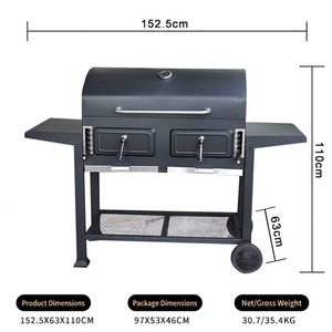 Parrilla de Carbón Grande y Resistente con Doble Puerta y Altura de Cocción Ajustable para Patio, Jardín y Barbacoa al Aire Libre - Product Image 5