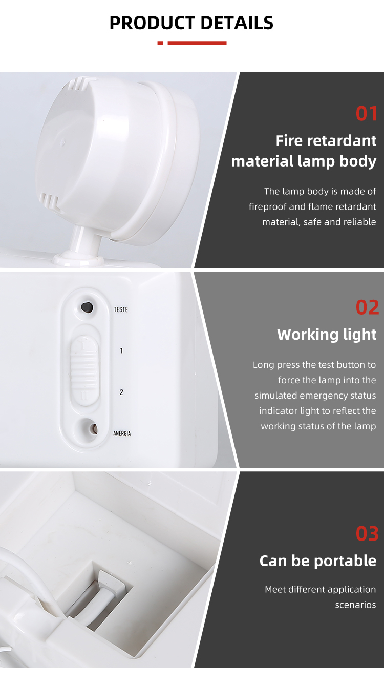 Wall Surface Mounted Double Heads Indoor 3.7V 250LM Portable Rechargeable Led Emergency Light