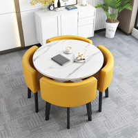 Ensemble Table à Manger Moderne et Luxueux, 1 Table et 4 Chaises Métalliques, pour Maison ou Bar, Meubles de Salle à Manger