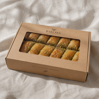 Caja de Baklava Kraft con Logotipo Personalizado |   Empaque Premium para Pastelería con Tapa Abatible |   Caja de Regalo de Confitería Ecológica al por Mayor
