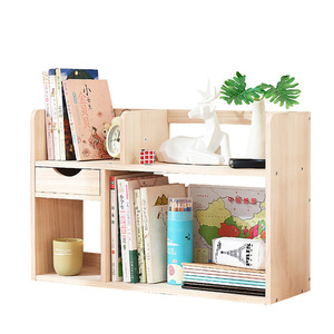 Wooden <b>Desktop</b> Storage <b>Shelf</b> 3 Tier With Drawer For Kitchen Office Organizing - Product Image 4