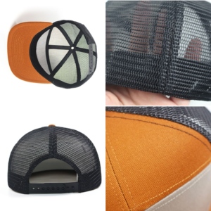 Custom 7 Panel Terry Mesh Hand Embroidery Fruit Pattern Digital Printing Camo Snapback Trucker Hat - Product Image 4