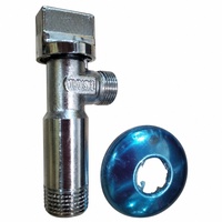 Robinet d'arrêt d'angle à ouverture rapide 90 degrés 1/2 x 3/8 en laiton chromé pour toilettes et machine à laver