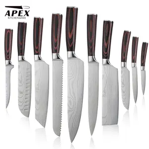 Chef knife Set Laser Damascus Pattern Kitchen Knives Sharp Japanese Santoku Utility Knife