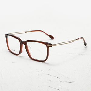 Matte Full-Rim Square <b>Eyeglasses</b> With Hollow Metal Temples Anti Blue Light Clear Lens <b>Frames</b> for Men - Product Image 1