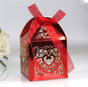 Kotak Permen Kertas Jendela Cokelat Kertas Mutiara Hadiah Kotak Hadiah Pernikahan Kardus Pita Laser Permen - Product Image 6