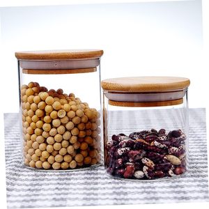 Bocaux de conservation alimentaire carrés en verre borosilicate de 4 à 24 oz avec couvercle en bois d'acacia, écologiques et sans danger pour les aliments, design à large ouverture - Product Image 4