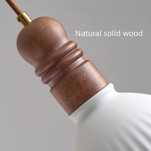 <span class=keywords><strong>Luminaire</strong></span> suspendu miniature en <span class=keywords><strong>bois</strong></span> massif <span class=keywords><strong>et</strong></span> céramique de style français médiéval rétro pastoral, style japonais, <span class=keywords><strong>luminaire</strong></span> suspendu pour salle à manger - Product Image 5