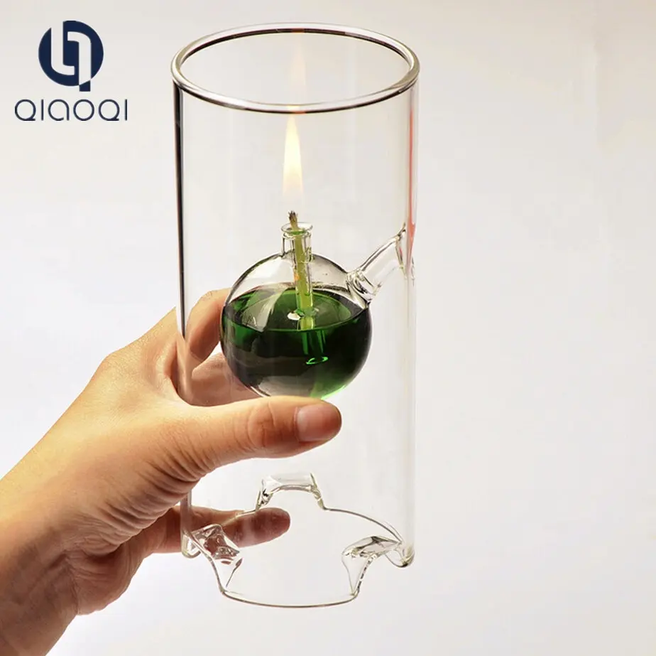 Récipients à bougie lampes à huile en verre avec mèches brûleurs à huile décoration de bougeoir en verre
