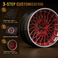 Jantes forgées rouges à 12 rayons, 3 pièces, 22x12 5x120 ET35 6061 T6, jantes profondes personnalisées pour Toyota