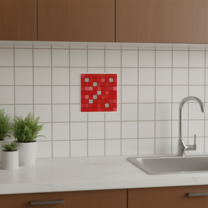 Adesivi per Piastrelle Autoadesivi ILAN 30x30cm, Motivo a Mosaico Rosso per Decorazione Cucina e Bagno - Product Image 3