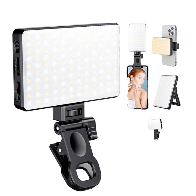 Professional LED Video Fill Light with Clamp for Camera Video Laptop Enhances Photographic Lighting Anywhere
