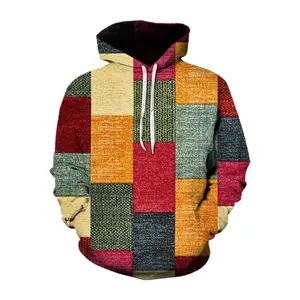 Fitspi Wholesale Color Stitching 3d Printing All Over Printed Unisex Christmas Xmas Pullover Hoodie Sweatshirt