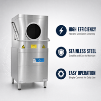 Lave-vaisselle commercial en acier inoxydable 304, capacité de 60 paniers/heure, séchage par déshydratation, double contrôle de température