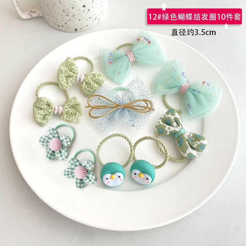 6 green hair ropes 10 - piece set