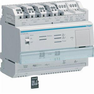 Hager HTG411H Web Server Modbus RS485 24V 0.6A Uscita Digitale Ingresso Analogico - Product Image 1