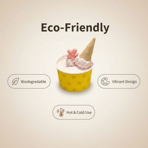 Bol en papier biodégradable de qualité environnementale, à paroi simple, avec double revêtement PE/PLA, disponible en plusieurs tailles, série de gobelets à crème glacée - Product Image 2