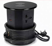Prise de table escamotable noire standard britannique 20W USB-C sans fil en verre 16A 13A avec 3 prises et 2 ports USB-C