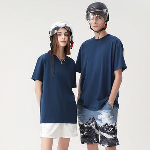 Camisetas personalizadas de talla grande sólidas de punto Formal de algodón 100% para hombre, serigrafía transpirable antiarrugas de alta calidad - Product Image 3