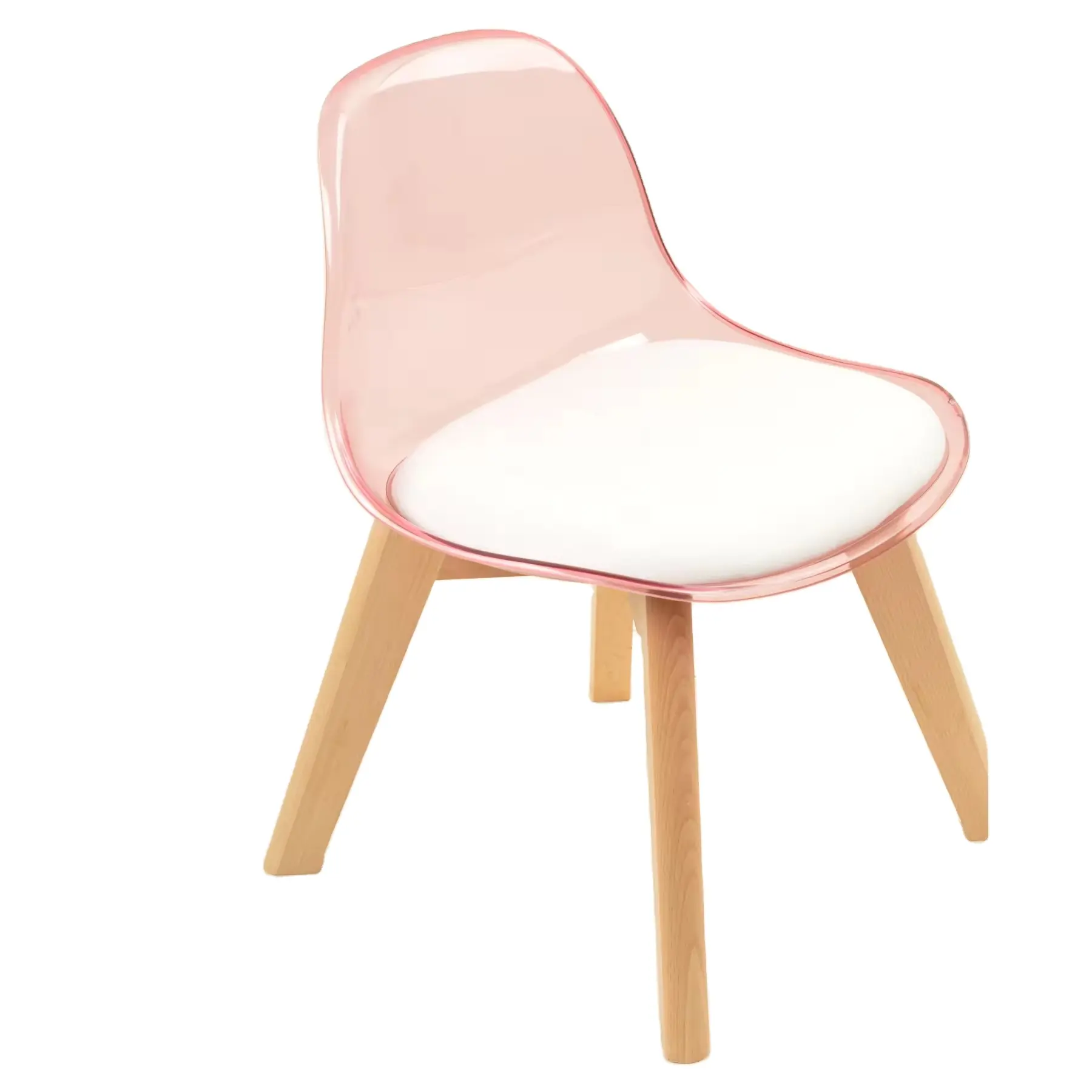 積み重ね可能なプラスチック製の椅子モダンな色のピンクのダイニングルームチェアカフェ家具プラスチックキッズチェア屋外