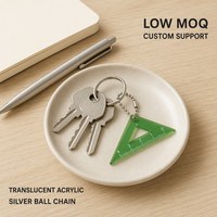 Mini outil de mesure en forme de boule, chaîne en acrylique translucide, vente en gros, OEM, ODM, logo personnalisé, commande en gros, porte-clés de papeterie