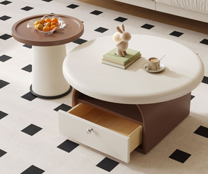 <span class=keywords><strong>Table</strong></span> de chevet <span class=keywords><strong>ronde</strong></span> de style crème moderne pour chambre à coucher de filles <span class=keywords><strong>Table</strong></span> de chevet créative en bois massif avec peinture et rangement - Product Image 6