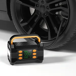 Démarreur de voiture avec compresseur d'air, batterie externe pour la plupart des téléphones, Booster portable, pneus gonflés, téléphones portables chargés,