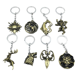 Llavero con distintivo de animal de aleación de zinc envejecida, colgante de emblema familiar surtido, anillo de metal duradero para colección de fans y bolsos - Product Image 1