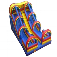 Toboggan gonflable géant arc-en-ciel à double voie, meilleur prix, en vente