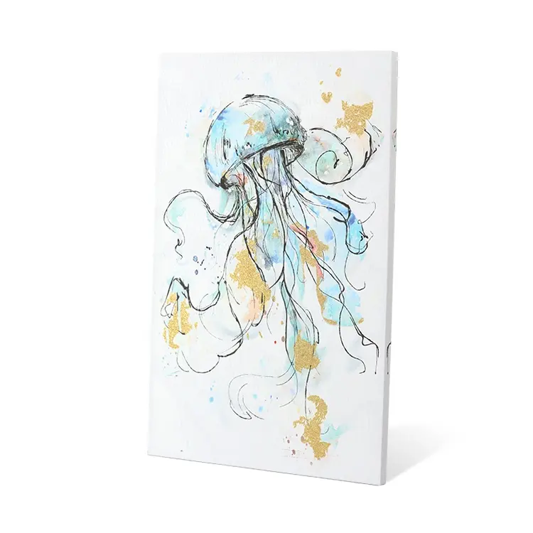 Wholesale Abstract Animal Jellyfish Handmade Glitter Artistic Wall Canvas Oil Painting Art Prints For Wall Decoration