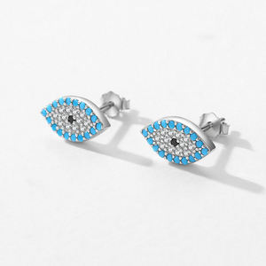 Clásico mal de ojo joyería de plata conjunto de tres piezas accesorios de mujer collares pendientes anillo abierto plata 925 joyería - Product Image 4