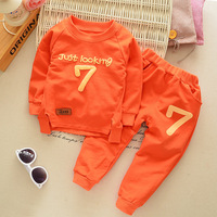 Ensemble Printemps-Automne Enfants Garçons Filles Vêtements Coton Manches Longues Lettres Tenues Tout-Petits Survêtement Bébé T-Shirt Pantalon 2 Pièces