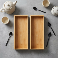 Plateau à couverts et organiseur de tiroir en bambou naturel, séparateurs de tiroir réglables, rangement en bois polyvalent pour cuisine et bureau