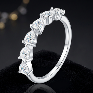 Luxury Round Brilliant Cut Moissanite Rhodium Plated Claw Setting 925 Sterling Silver Stacking Eternity Band <b>Rings</b> Women - Product Image 4