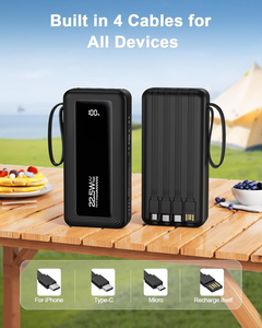 Chargeur portable HYTO avec câbles intégrés, fin, <span class=keywords><strong>20000mAh</strong></span>, charge rapide 22.5W, <span class=keywords><strong>batterie</strong></span> <span class=keywords><strong>externe</strong></span> USB C, affichage LED, 6 sorties - Product Image 4