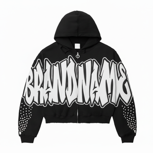 Sudadera con capucha unisex con estampado de soplo de logotipo personalizado con estilo nuevo al por mayor 100% algodón Sudadera con capucha con cremallera de peso pesado estampado de soplo con cremallera completa - Product Image 1