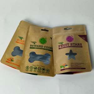 Custom Printed Stand-Up Ziplock Resealable Kraft Paper Pouch Plastic Packaging <b>Bags</b> With Clear Window for Pet <b>Dog</b> <b>Treats</b> Food - Product Image 6
