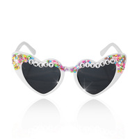 Lunettes de soleil tendance pour l'été, lunettes de demoiselle d'honneur, Til Death Love Heart Pearl, pour femmes
