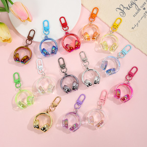 New Fashion Candy Color Acrylic 3D Earphone Keychain Pendant Creative Bag Hanging Ornament Small Gift Wholesale - Product Image 1