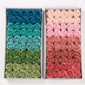 工場卸売3層リフレッシュDIYバラの花の頭石鹸花50個/箱バレンタインデー