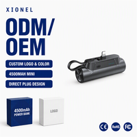 Power Bank Mini 4500mAh Isi Ulang Langsung Ukuran Saku Kabel Tipe C Penyangga Ponsel Portabel Perjalanan Darurat Grosir