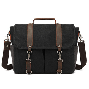 Sac à dos diagonal en toile pour hommes et femmes sac de photographie à épaule unique décontracté avec couche supérieure sac à main en cuir Crazy Horse - Product Image 6