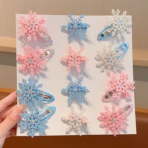 2 Pcs/Set Shiny Snowflake Rhinestone Hairpins Snow Princess BB Hair Clips Children Kid Cute Hair Accessories Wholesale - Product Image 1