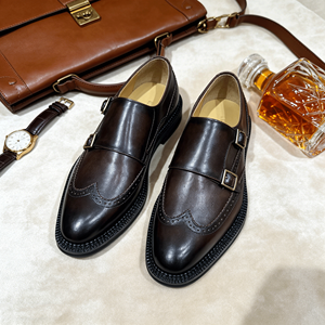 Italian Designer Brown <strong>Brogue</strong> Double Monk Strap Shoes for <strong>Men</strong>, <strong>Tan</strong> Groomsmen Wedding Shoes, the Most Versatile Shoe - Product Image 2