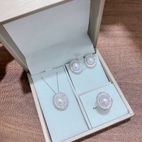 Set Perhiasan Planet Telur Goreng Berkilau Baru, Gaya Segar Elegan untuk Sehari-hari, Mutiara Air Tawar Sekitar 9mm, Perhiasan Fashion Wanita