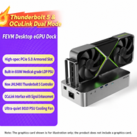 FEVM FNGT5 PLUS Thunderbolt 5/Oculink Station d'accueil graphique double mode pour ordinateur portable/de bureau, refroidissement silencieux par ventilateur, alimentation intégrée 8 broches, nouvelle GPU