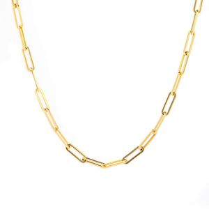 Cadenas de Collar con Clip de Papel Chapadas en Oro de Acero Inoxidable Antideslustre, Joyería de Moda con Zirconia para Mujeres y Hombres - Product Image 5