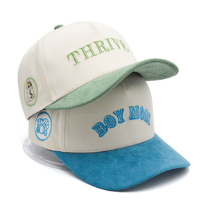 Cappellino da Baseball in Puro Cotone con Ricamo 3D a Due Tonalità Logo Ricamato Personalizzato Cappello Aderente in Camoscio - Product Image 1