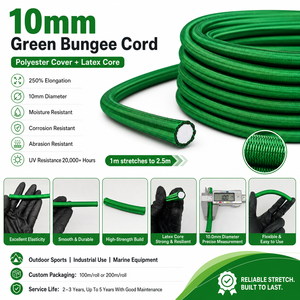 Cordon élastique robuste de 10 mm sur mesure en polyester et latex épais de 3/8'' pour équipement de slackline, highline et zip-line – Cordon de résistance - Product Image 2